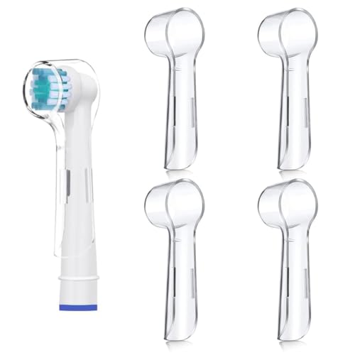 HANNEA® Compatible with Braun OralB Electric Toothbrush Dust Covers for Toothbrush Head, Snap-on Toothbrush Cover Universal Toothbrush Head Clear Sanitary Guards, Pack of 4Pcs