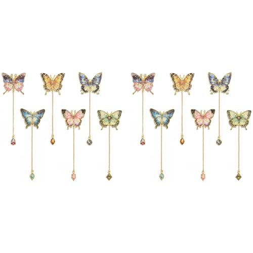 OFIFO® 12PCS Metal Butterfly Bookmarks with Colorful Chains Decorative Reading Bookmarks Paper Cards for Gifting Unique Book Page Markers for Students Teachers Women Lovers
