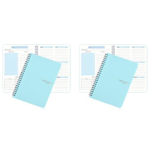 OFIFO® Weekly Planner 2025 Diary A5 Notebook Daily Waterproof Blue PP Cover 52 Pages Weekly Goals Tracking School Gift for Students Friends 2PCS