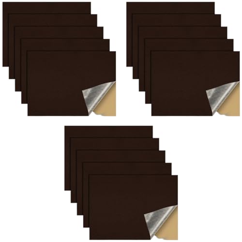 STHIRA® 15PCS Self-Adhesive Leather Patches for Car Seats Durable Interior Sticker Waterproof Synthetic Sheet for Sofa Chair Couches Handbags Furniture 30x20cm Brown