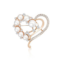 Venzina® Pearl Brooch for Women Heart-shaped Rhinestone Brooches Ladies Fashion Alloy Saree Brooch Pin for Blouse Blazer, Coat, Sweater, Gown, Shawl