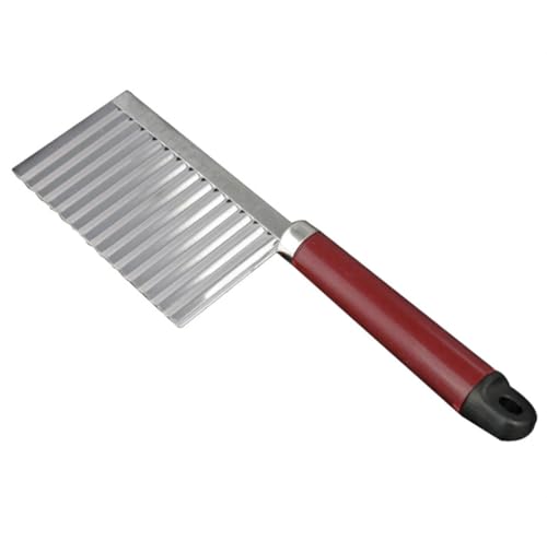 ZIBUYU® Stainless Steel Potato Chipper Crinkle Cutter Fries Red Wavy Vegetable Fruit Cutter