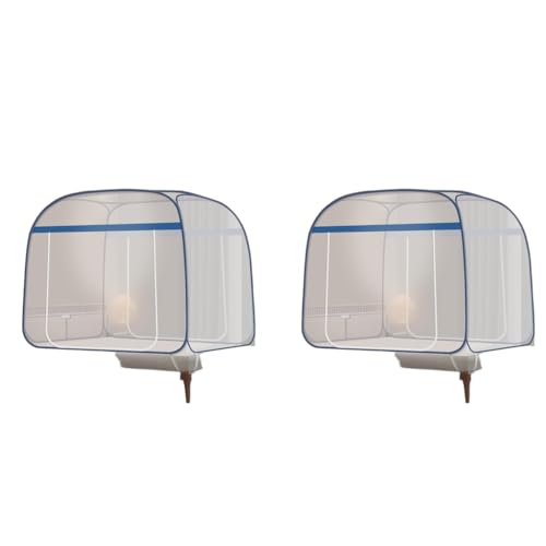 HASTHIP® Pop-Up Mosquito Net Tent for Double Size Bed Dual Zip Doors Mattress Straps Foldable Breathable Mesh Portable Canopy Home Travel Classic White All-Round Protection 2 PCS