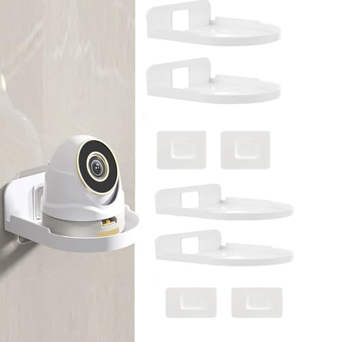 STHIRA® 4Pcs Wall Mount Shelf for Security Camera, Wireless Cameras & Baby Monitors, No Drill Self Adhesive Acrylic Holder, Hollow Design for Cable Management, 12x9.5x3.5cm