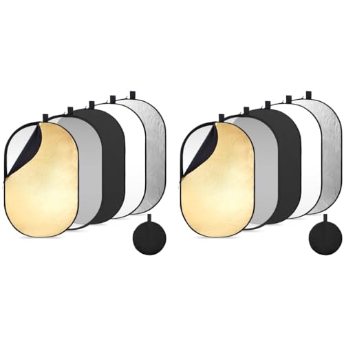 ZIBUYU® 5 in 1 Reflector for Photography Silver Gold White Black Translucent Diffuser Foldable Light 24x36 for Outdoor Studio Photoshoot 2Pcs