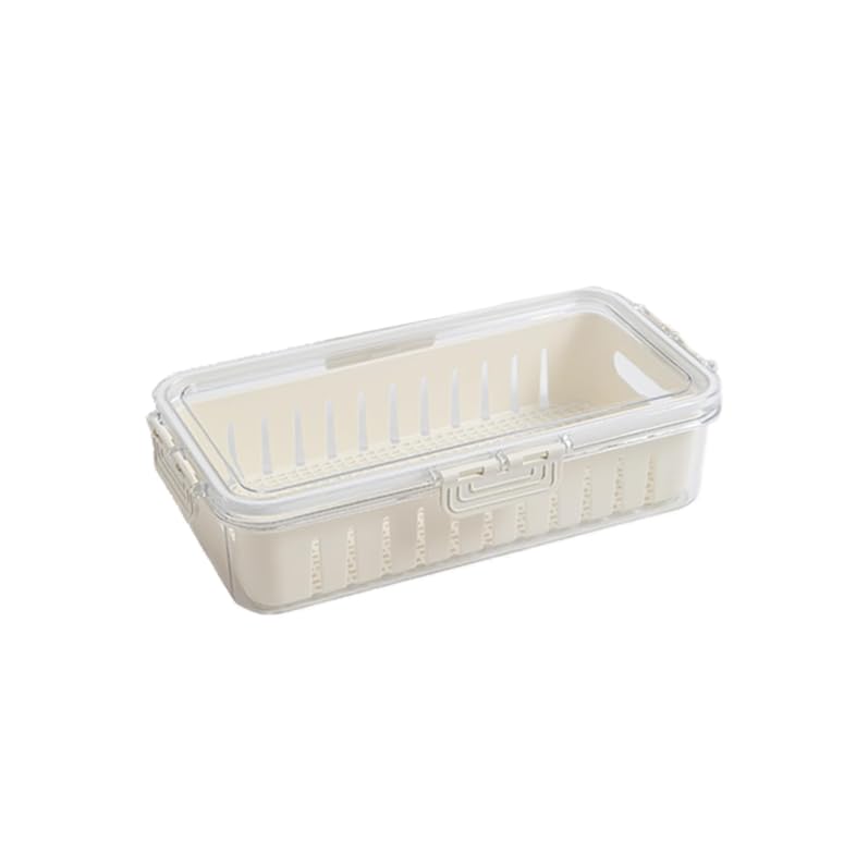Zibuyu Fridge Storage Containers with Drain Basket and Airtight Lid for Fresh Produce | PET Crisper Box for Kitchen and Picnic Use