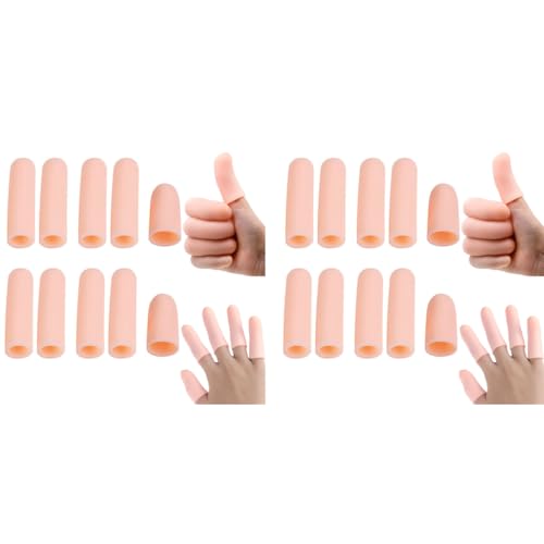 MAYCREATE® 10pcs Finger Protection Gel Finger Support Protector Gloves Gel Cots Covers for Trigger Hand Eczema Cracking Arthritis Apricot one size X 2
