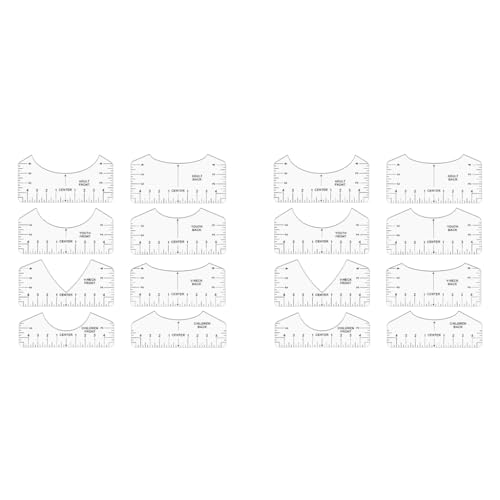 HASTHIP® 16PCS Tshirt Ruler Guide for Vinyl Alignment and Center Designs PVC Measurement Template T Shirt Sewing Supplies Tool Placement for Heat Press and Cricut