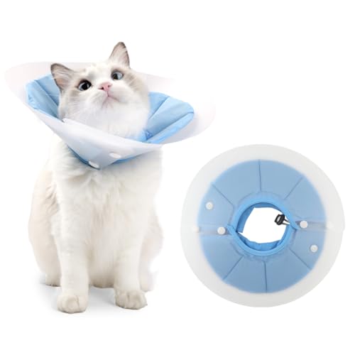 Qpets® Cat Cone PVC Cat Recovery Cone with Soft Pillow, After Surgery for Anti-Licking Cat Cone, Surgery Recovery Cone for Small Pet (S, 12-25 cm)