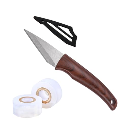 HASTHIP® Grafting Tool & 2 Rolls Grafting Tape-Wooden Handle Stainless Steel Grafting Cutter with Sheath, Portable Gardening Grafting Cutter Grafting Tool for Fruit Trees, Roses, Plants