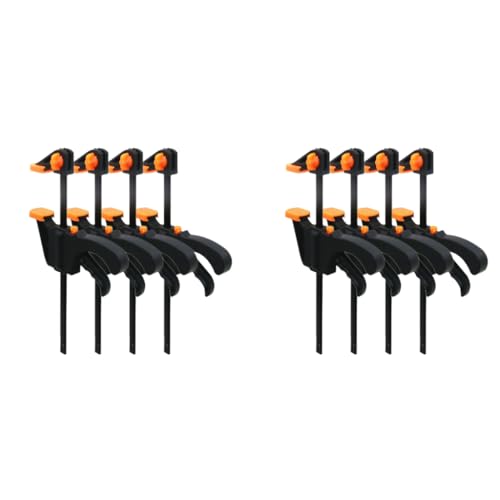HASTHIP® 8PCS Quick Grip Clamp for Woodworking with Heavy Duty Bar Clamps Two-Way Fixed F Clips for Glass Welding Works and DIY Projects Release 4in