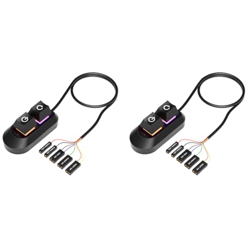 Verilux® Desktop Computer Power Switch LED Power Button 2 in 1 On Off Restart Key External PC Power Button 2 PCS