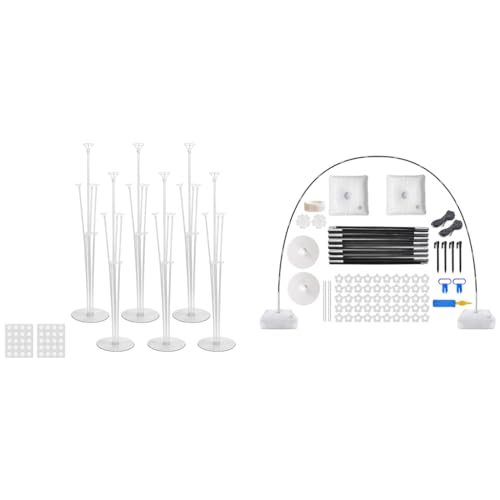 HASTHIP® 6Pcs Balloon Stand & 9Ft Adjustable Balloon Arch Combo Set with Dot Stickers, Base, Accessories for Birthday, Baby Shower, Graduation, Wedding Table Party Decorations