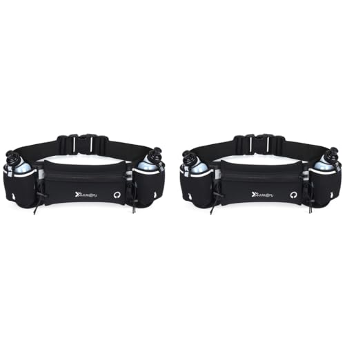 Proberos® Running Belt with Dual Water Bottles Adjustable Hydration Waist Pack for Cycling Fanny Fits 7 inches Phones Bag Hiking Climbing 2PCS