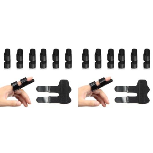 HANNEA® 12PCS Finger Splints Dual Hook and Loop Closure Adjustable Thumb Support Stabilizer Brace for Pain Relief Fractures Ligament Sprains Tendon Injuries Arthritis