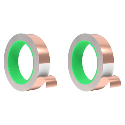 HASTHIP® Copper Foil Tape Roll Masking for Wrapping Insulating Wire Cuttable Self-Adhesive Conductive High Temperature Resistant Electromagnetic Shielding (2CMx20M) 2PCS