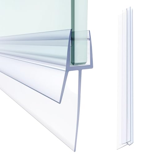 HASTHIP 39 Inches Bathroom Door Bottom Seal Flexible Dual Flap Design Glass Door Water Stopper Strip Door Sweep Universal Slide-in Door Bottom Water Stopper Strip for Glass Roor within 4-6mm Thicknes