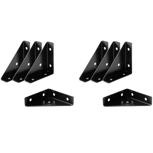 Serplex® 8PCS Corner Braces Angle Brackets Steel L-Brackets 90°C Shelf Support Triangle Furniture Right-Angle Joints Desk Connector for Bed Table Cabinet