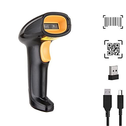 HASTHIP® 2.4GHz Bluetooth Barcode Scanner, Wireless 2D Barcode Scanner Handheld QR Code Scanner, USB Wired 1D Barcode Scanner for Shop, Store, Supermarket, Warehouse