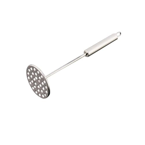 ZIBUYU® Potato Masher Stainless Steel, Professional Integrated Smasher for Kitchen Utensils& Quality Polish with Handle/Hanging, Perfect for Bean, Vegetable, Fruits, Avocado, Meat(Silver)