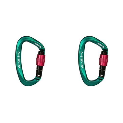 Proberos® Climbing Carabiner Clip Snap Hook D-Shape Screwgate Locking 25KN Heavy Duty Aviation Aluminum for Various Activities 10 x 5.8 cm 2PCS