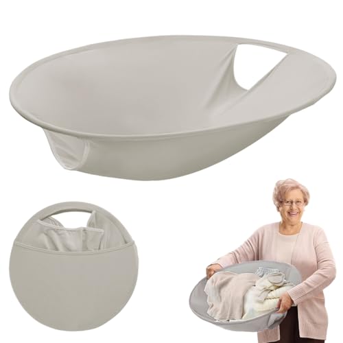 HASTHIP® Pop Up Laundry Hamper, Collapsible Easy Laundry Tote 26'' Round Stand-up Clothes Basket Portable Laundry Hamper Basket with Grip Handle Flexible Folding Laundry Basket