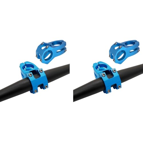 Proberos® Blue Aluminum Alloy Handlebar Stem 31.8mm Clamp Diameter Lightweight Durable for MTB Modification Stylish Design Mountain Bike Stability Performance 2PCS