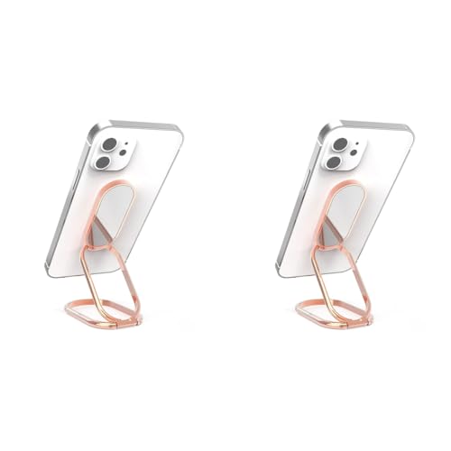 ZORBES® Desktop Phone Stand 360° Rotatable Mobile Ring Holder Foldable Strong Adhesive Grip Pocket-Friendly Zinc Alloy for Hand Table Car Mount 2 PCS