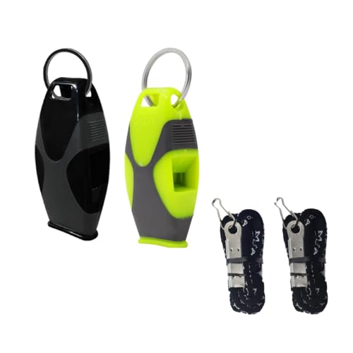 Proberos® 2PCS Whistle High Sound for Sports Coach, Sports Whistles with Lanyard, Whistle for Football Coach, Boxing Referee (Black and Green)