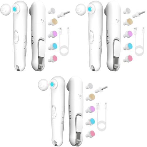 SNOWIE SOFT® Electric Nail Cutter for Baby with Clipper 2 in 1 Trimmer with Led USB Rechargeable Grooming Kit for New Born 1 Count White 3 PCS
