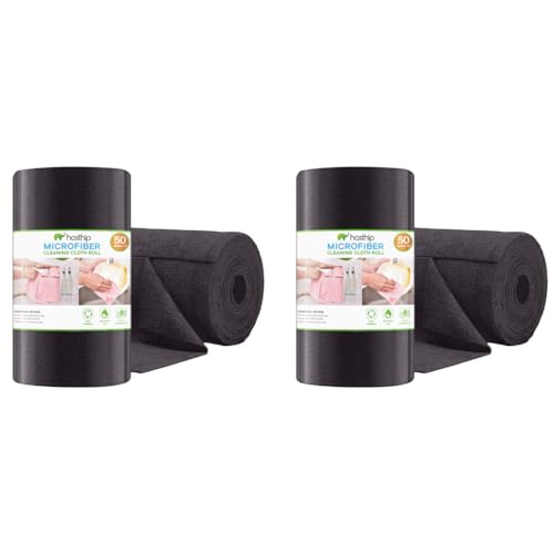 HASTHIP® 50 Pack Microfiber Cleaning Cloth Roll 9.8 inches Car Precut Reusable Polyester Kitchen Wipes Non-Scratch Towel for Bowl Pots Countertop in-car 2PCS