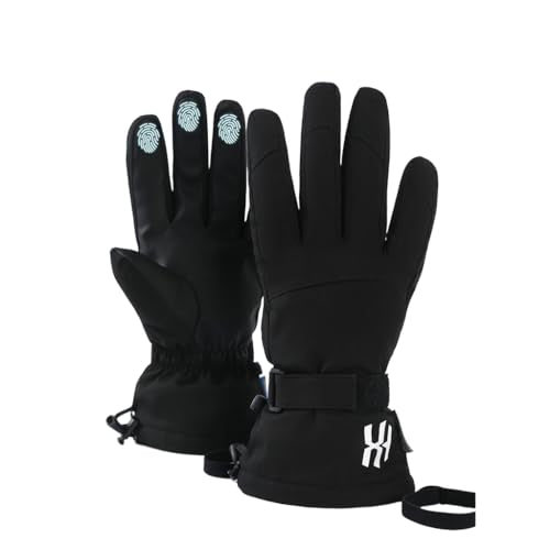 GUSTAVE® Ski Gloves Windproof Thermal Touchscreen Gloves Waterproof Winter Warm Snow Glove for Skiing Cycling Outdoor Sports-Black