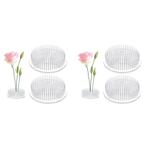 HASTHIP® 4PCS Round Floral 2.76 Inches Ikebana Flower Arrangement Tray with Suction Cup Flower Stem Holder Plastic for Summer Activity Wedding Decoration