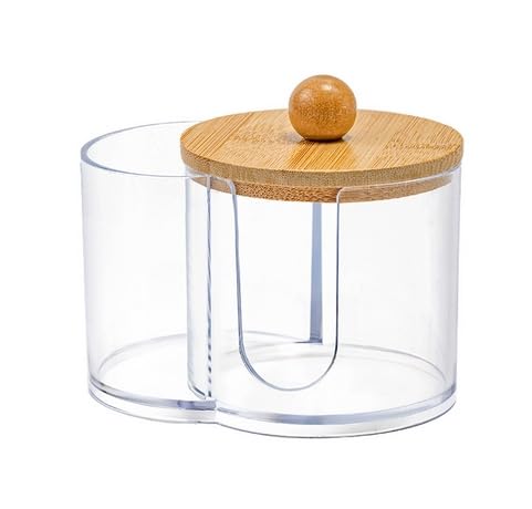 HASTHIP® Cottonswab Storage Dispenser - Small Dispenser with Lid, Bathroom Accessories Storage Organizer(Clear)