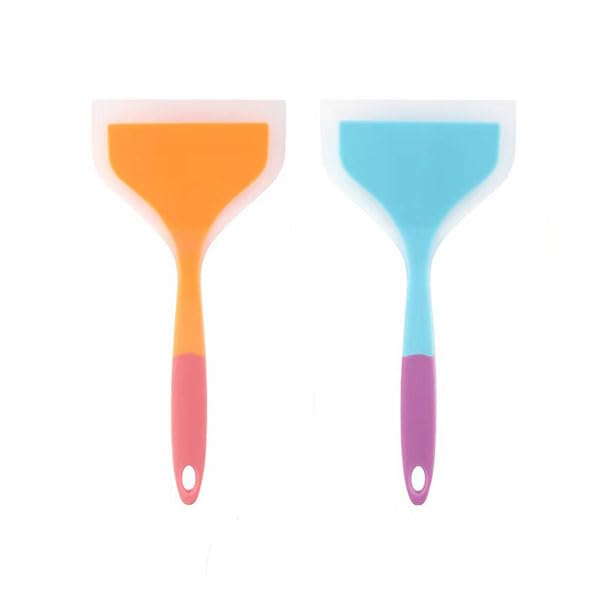 HASTHIP® 2PCS Silicone Spatula, Spatulas for Cooking 450°F Heat Resistant Non-Stick Silicone Kitchen Utensils for Cooking, Baking and Mixing, Dishwasher Safe (Color Random)
