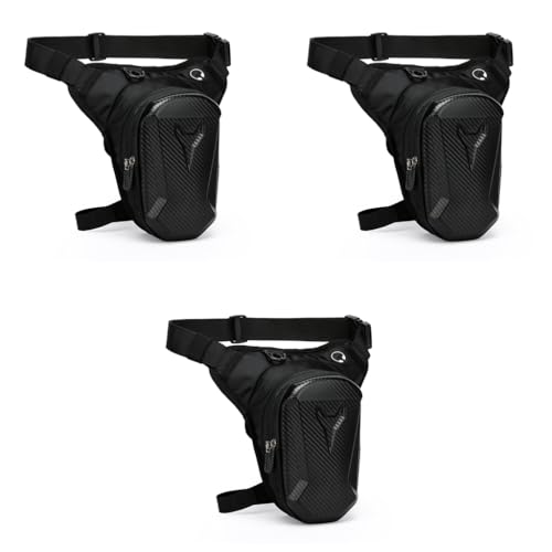 STHIRA® Motorcycle Waist Drop Leg Bag Waterproof Hard Shell Storage Double Layer Zippered Waist 3PCS