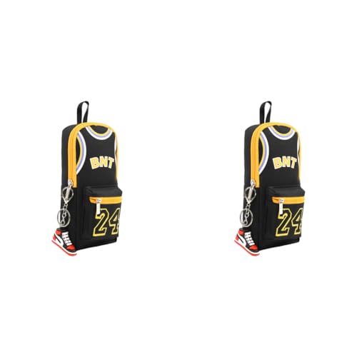 Climberty® Basketball Pencil Pouch Canvas Zipper Bag with Sneaker Keychain Stationery Organizer for School or Office Portable Pen Case 10x8x21cm 2 PCS
