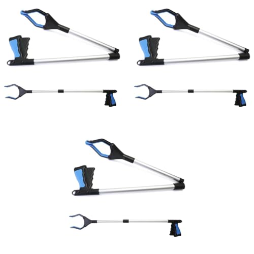 HASTHIP® 80cm Foldable Litter Picker Long Arm Picking Equipment Rubbish Pick Up Hand Tool Reaching Aids Grabber for Elderly 3PCS