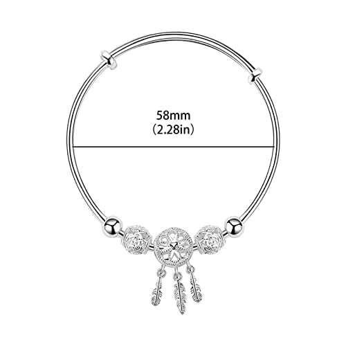 Zibuyu Silver Dreamcatcher Bracelet for Women with 20.5cm Adjustable Fit | Electroplated Copper Jewelry