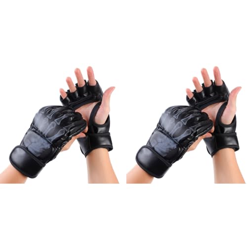 Optifit® Boxing Gloves for Men Women with Wrist Wrap PU MMA with EVA Foam Insert Half Finger for Muay Thai and Sparring Sessions 2 PCS