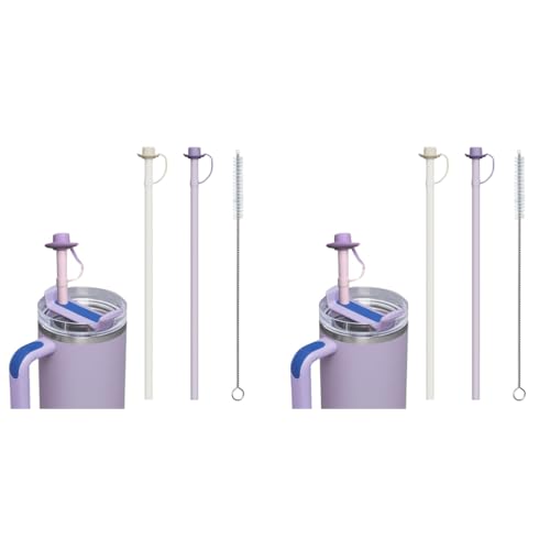 HASTHIP® 4PCS Silicone Straws with Caps Replacement 12 Inch Long Reusable Compatible Stanley 40 30 oz Cup Tumbler Stocking Stuffers Adults Men Women Teens Gifts