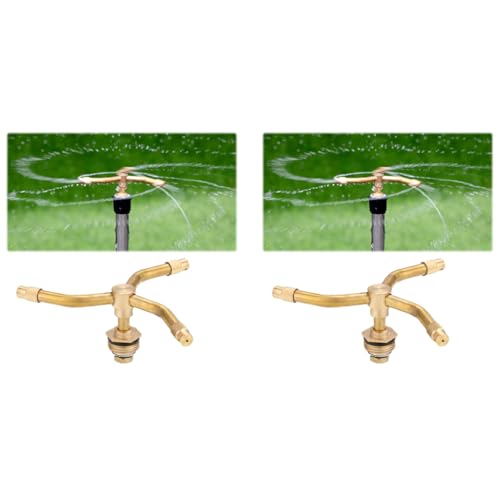 HASTHIP® 3-Head Automatic Rotating Brass Water Sprinkler Multi-Arm Nozzle 360 Rotation Irrigation System Gardening Plant Watering 2PCS
