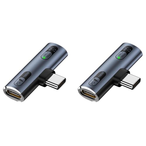 Verilux® 2 in 1 Type C Adapter PD 100W Dual USB to Charging Audio Connector for Playing Music Gaming While for iPhone 16 15 Galaxy S24 S23 Android MacBook iPad Laptop 2 PCS