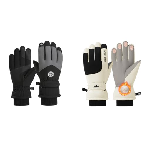 GUSTAVE® Winter Gloves Combo for Men & Women, Polyurethane, Thermal Fleece Lining, Windproof, Splashproof, Touch Screen, Anti-Slip, for Riding, Skiing, Cycling, Hiking, Outdoor Use