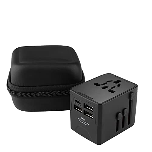 Verilux® International Universal Travel Adapter, 3 USB & 1 USB C Ports Travel Adaptor International All in One, Universal Charger Ac Plug Adaptor for USA EU UK AUS, Adapter for Indian Pins for Travel
