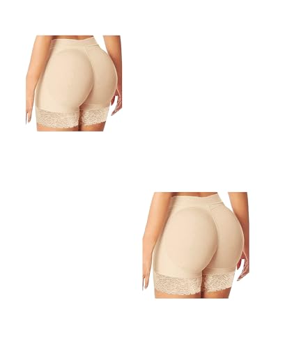 ZIBUYU® Womens Hip Padded Underwear Butt Lifter Panty Invisible Body Shaping Butt Lifting Underwear High Waist Hip Pad Enhancer Shorts, Large, (Beige) - 2
