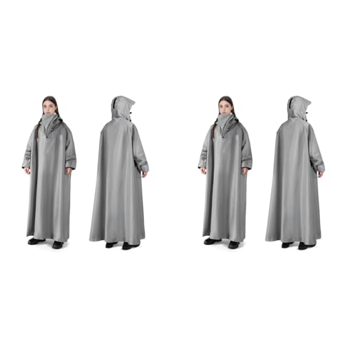 PALAY® Long Rain Coat Waterproof Raincoat for Women Reusable Hooded Poncho with Wide Brim Lightweight for Hiking Travel Motorcycle Riding L 2PCS