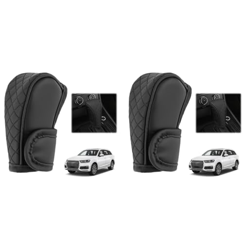 STHIRA® Premium PU Leather Car Gear Knob Cover Fashionable Anti-Slip Durable Universal Fit Protects Against Scratches Wear Enhances Interior Black 12 x 9 x 5cm 2PCS