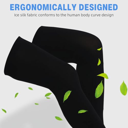 Proberos® One Pair Leg Sleeves UPF 50 Sports Ice Silk Compression Leggings Unisex Sun Protection Breathable Anti-UV for Running Cycling Outdoor Fitness Black 3 PCS