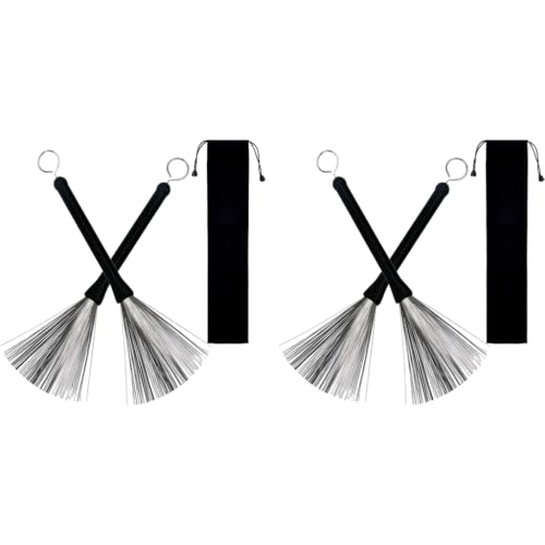 HASTHIP® 1 Pair Drum Brushes Retractable Wire Sticks 2PCS